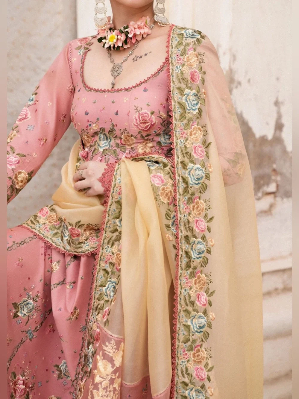 HUSSAIN REHAR PAKISTANI DESIGNER EMBROIDERED DRESS INDIAN 3 PIECE